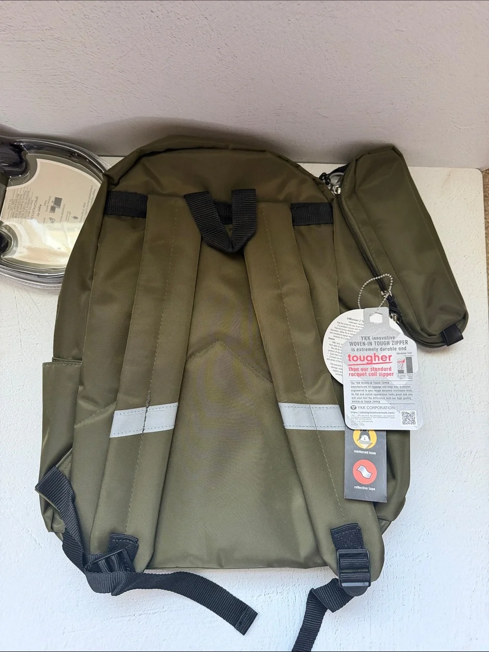 Olive Green Backpack with Fun Patch Accents